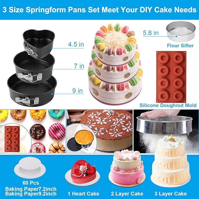 Cake Decorating Kit Supplies, 730 Pcs Cake Pop Kit with Cake Carrier Holder Springform Pan Sets Toolbox Organizer Turntable Piping Bags Tips for Beginner Professional Mothers Day Gifts for Mom
