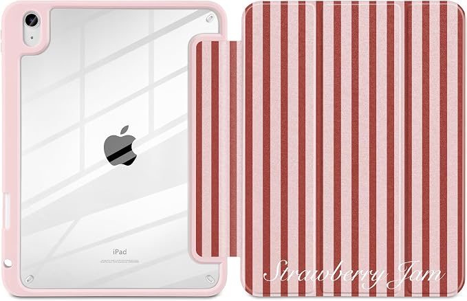 Case for iPad (A16) 11th Generation 11 inch 2025 /iPad 10th Gen 10.9 2022 - Aesthetic Cute Preppy Design Trifold Cover with Soft TPU Bumper Clear Back Auto Sleep/Wake Waves