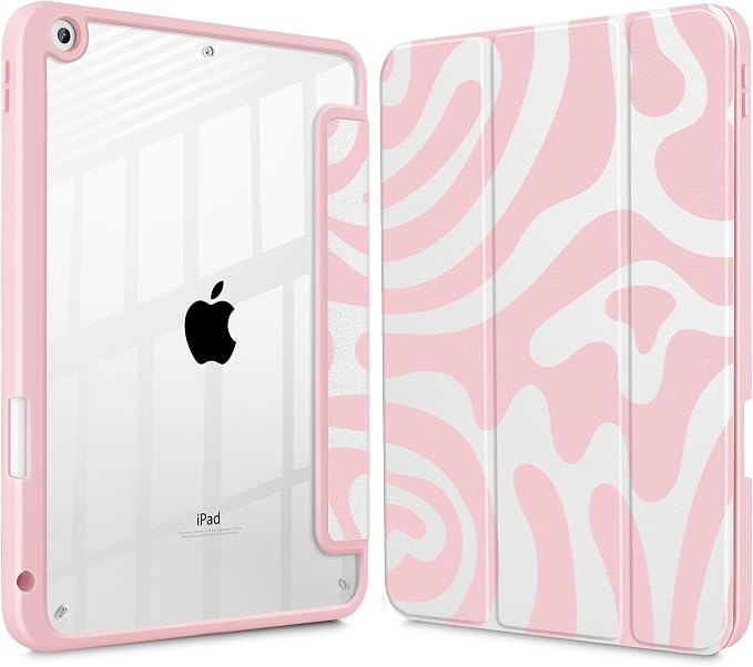 Tuiklol for iPad 10.2 inch 9th / 8th / 7th Gen 2021 2020 2019 Release Case | Built in Pencil Holder - TPU Protection Trifold Stand Stand Clear Back Tablet Cover With Auto Wake/Sleep Blue berries