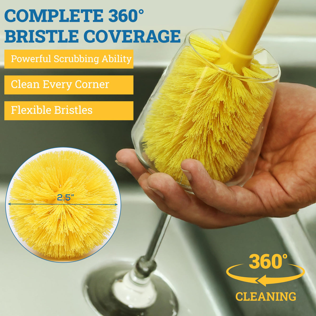 KLEEN HANDLER Goblet Cleaning Brush with Non Scratch Bristles, 1 Pack
