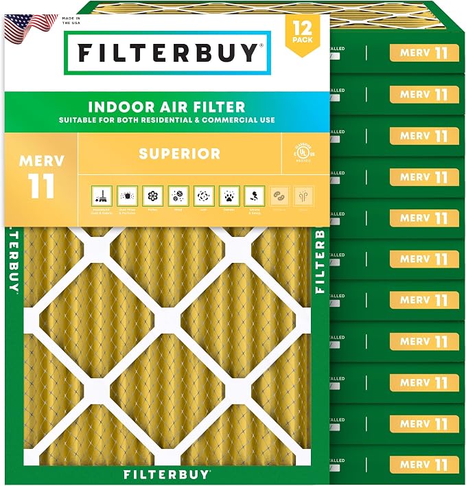 Filterbuy 17.25x23.25x2 Air Filter MERV 11 Superior Pet & Allergy Defense