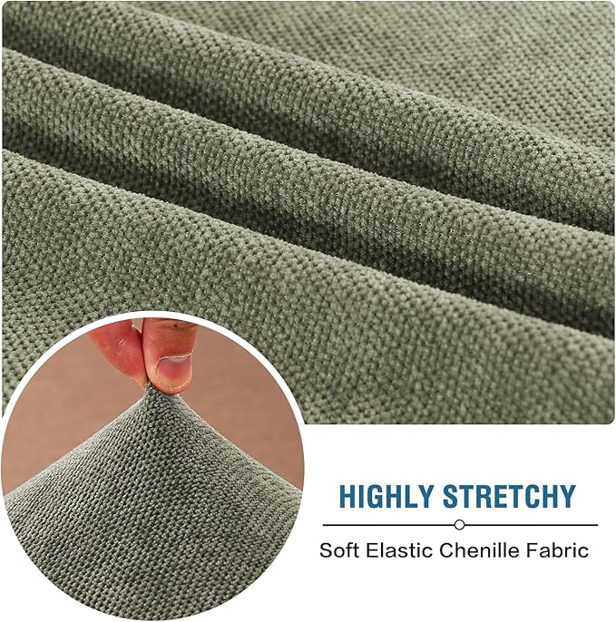 H.VERSAILTEX Chenille Slip Covers for Armchairs Super Stretch Sofa Slipcovers Thick Soft Sofa Cushion Protector Covers All Seasons Universal(1 Seater Armchair Cushion Cover,Tea Tree)