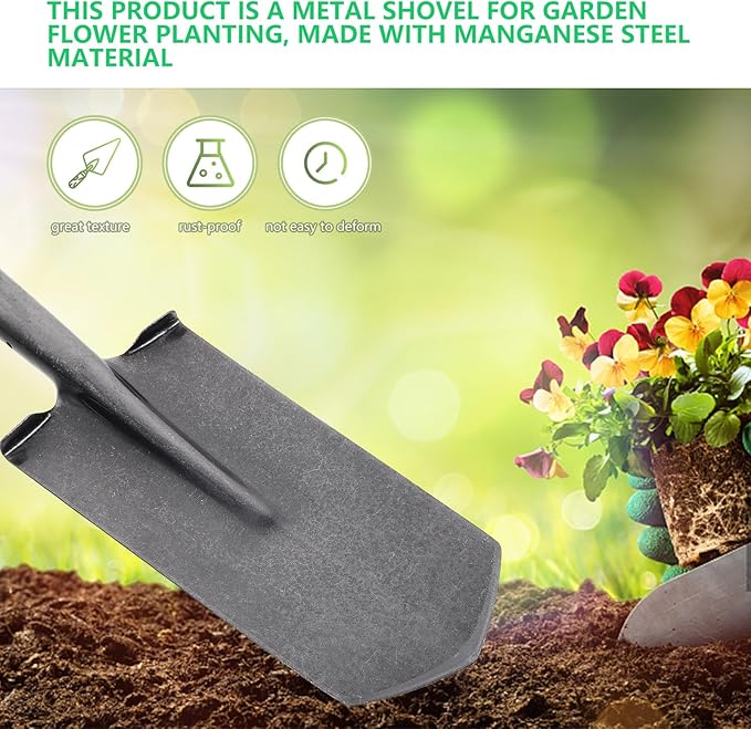 Heavy-Duty Manganese Steel Narrow-Head Tree Shovel for Gardening and Planting, Thickened Classic Spade with Sharp Tip, Soil Digging Tool for Lawn and Farm Use