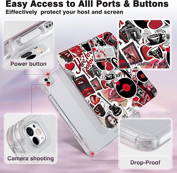 Case for iPad Air M3/M2 &amp Pro 12.9 Pro 12.9 (6th/5th/4th/3rd Gen)Cherry