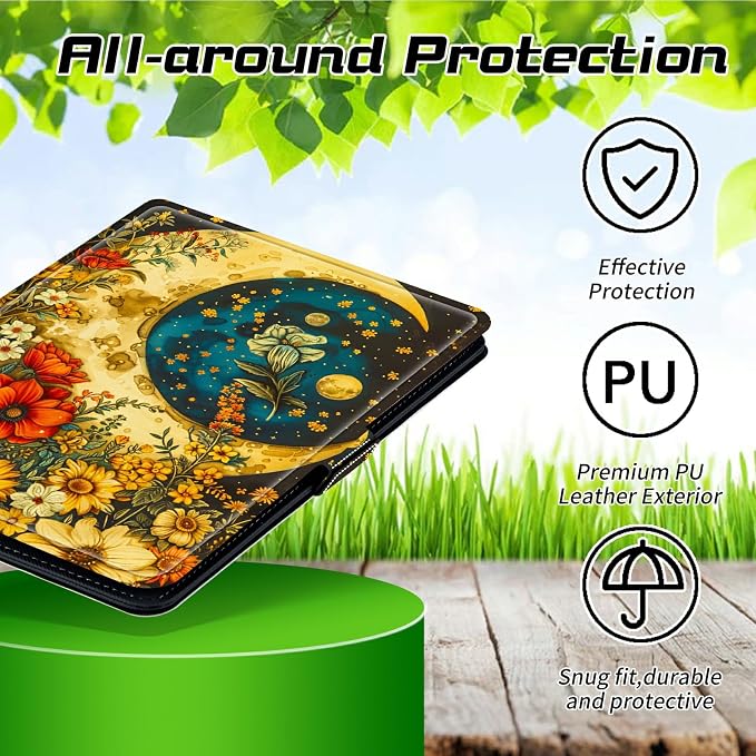 for Walmart Onn 10.1 2024 Onn 10.1 Gen 4 Universal Tablet Case 360 Degree Rotating Kickstand Protective Stand Case with Multiple Viewing PU Leather Shell Case Black Book Cat