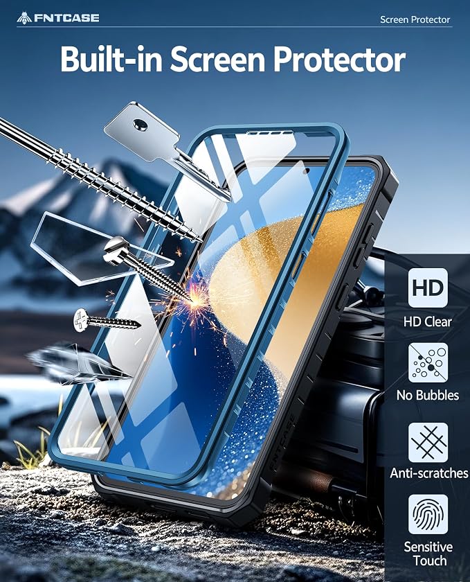 FNTCASE for 11 Pro XL Case Rugged Kickstand 2 Front Frames Black | Built-in Screen Protector 20FT Military-Grade Drop Protection Rugged Heavy Duty Shockproof Full Body Protective Cover
