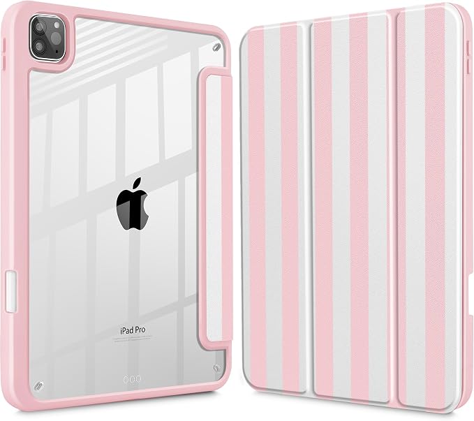 Tuiklol for iPad Pro 11 Inch 4th / 3rd / 2nd / 1st Gen (2022 2021 2020 2018) Case -Built-in Pencil Holder Shockproof Cover Clear Transparent Back Shell with Auto Wake/Sleep Black Flower