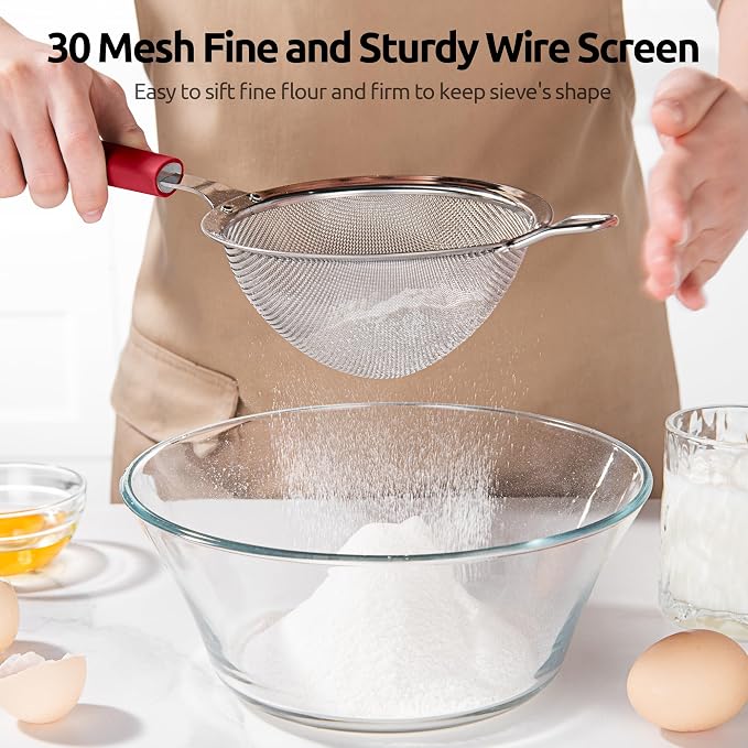 U-Taste Medium Fine Mesh Strainer: 18/8 Stainless Steel 4.73in 30 Mesh Kitchen