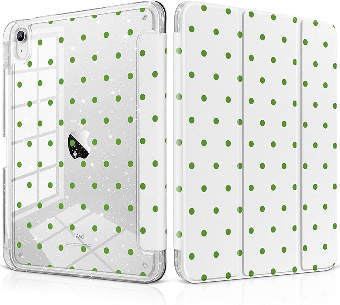 MEEgoodo Case for iPad A16 11th Generation 2025/10th Generation 2022 Glitter Tablet Cases with Transparent Acrylic Back+Trifold Stand +Pencil Holder+Auto Wake/SleepAbstract Sun &amp Palm Tree