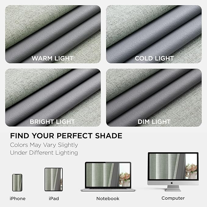 Joydeco Sage Green Blackout Curtains 108 Inches Long, Extra Long Curtains 108 Inch Length 1 Panel for Bedroom, Thermal Insulated Linen Black Out Curtains with Grommets(100x108, Sage Green)