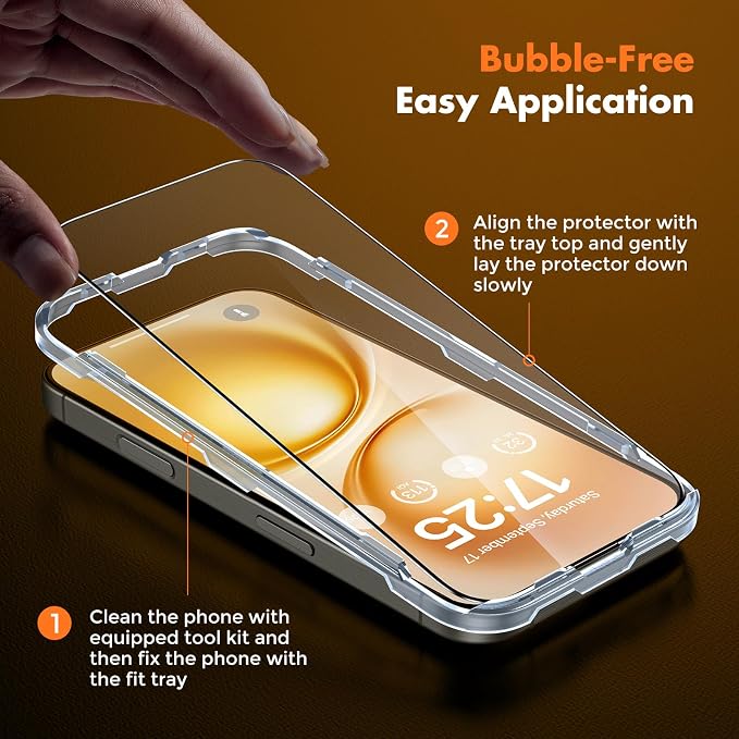 UNBREAKcable 3-Pack Screen Protector for iPhone 15 Double Shatterproof Tempered Glass [Easy Installation Frame] [99.99% HD Clear] [9H Hardness] [Full Coverage] [Case Friendly] for Apple 15 6.1 inch