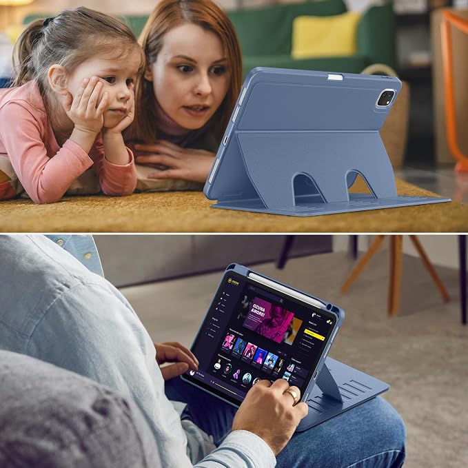 VIKESI Case for iPad Pro 11 inch (M5/M4) 2025/2024Multiple Angles Magnetic Stand CoverShockproof BackPencil Holderand Auto Sleep/WakeBlack