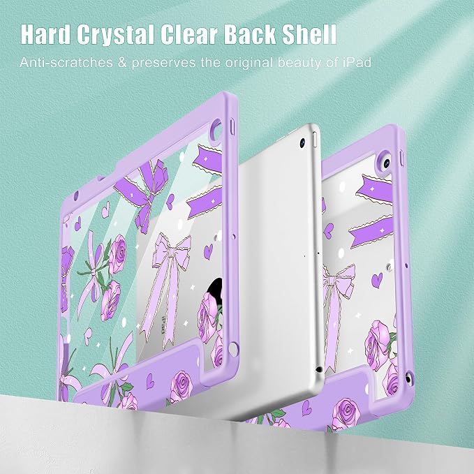 Tuiklol for iPad 10.2 inch 9th / 8th / 7th Gen 2021 2020 2019 Release Case | Built in Pencil Holder - TPU Protection Trifold Stand Stand Clear Back Tablet Cover With Auto Wake/Sleep Blue berries