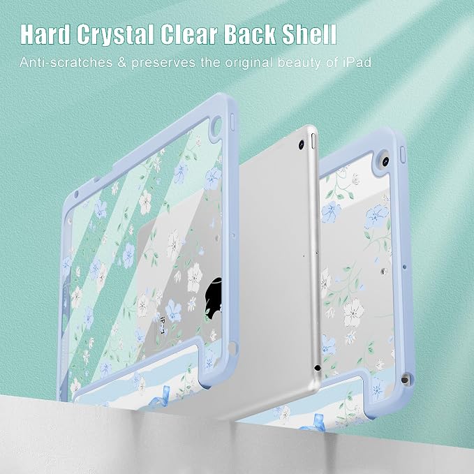 May Chen for iPad 9th Generation with Pencil Holder iPad 8th/7th Gen Case 10.2-inch [Penceil Holder] Trifold Stand Auto Wake/Sleep Clear TPU Protection Back Cover Ballet Shoes