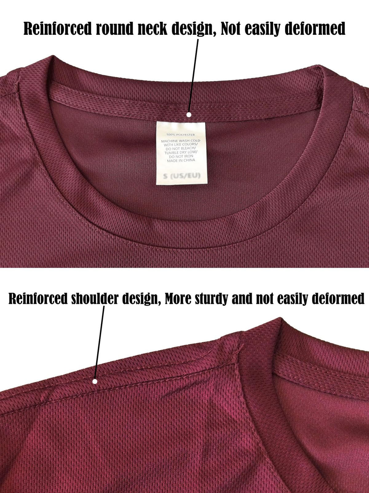 Men Long Sleeve Quick Dry T Shirt Workout Gym Work Basic Tee, 5 Pack, Large