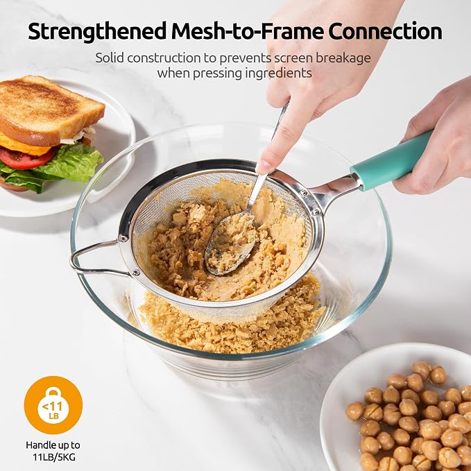 U-Taste Medium Fine Mesh Strainer: 18/8 Stainless Steel 4.73in 30 Mesh Kitchen