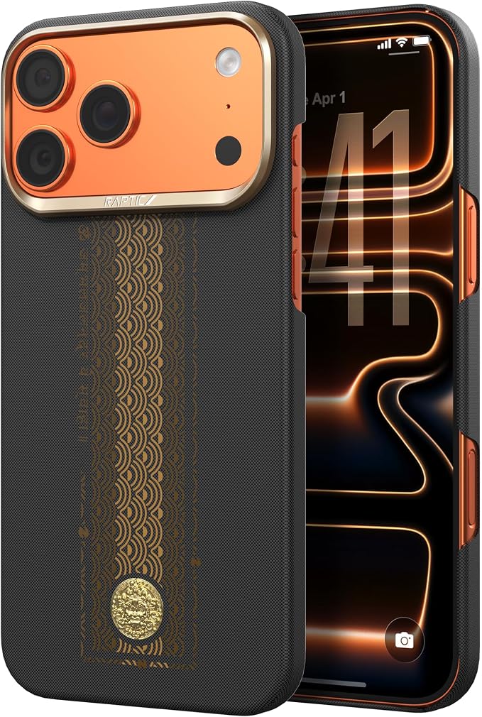 RAPTIC Aramid Fiber Case for iPhone 16 Pro Compatible with MagSafe Non-Slip &amp Slim 600D Aramid Fiber [Military Grade Drop Tested] Anti-Scratch Shockproof Protective Case 6.3 inch Black