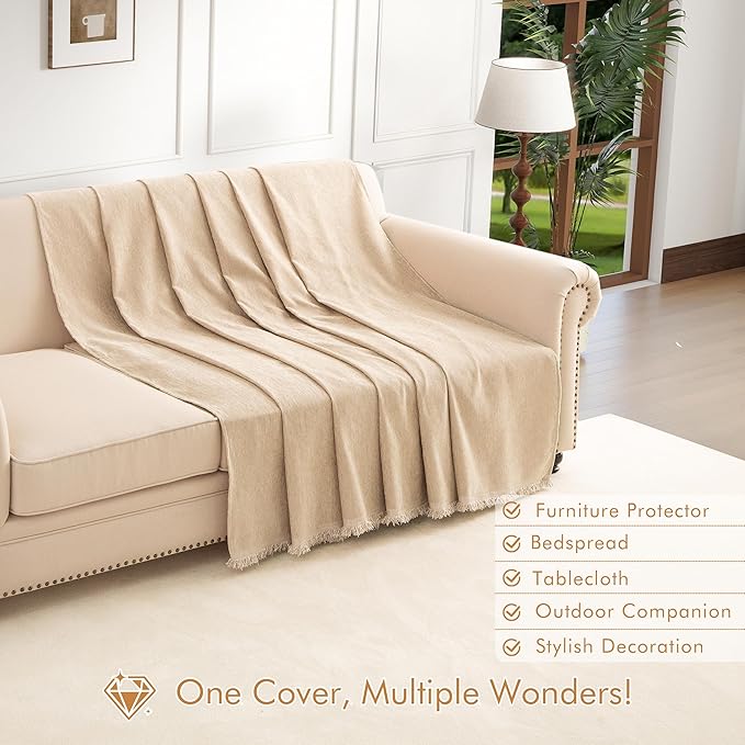 Couch Cover for 3 Cushion Couch Sofa Pet Friendly, Chenille Sectional L Shaped Sofa Cover Washable for Dogs Cats Kids, Leather Furniture Protector Slipcover Decor for Living Room, 71"x134"