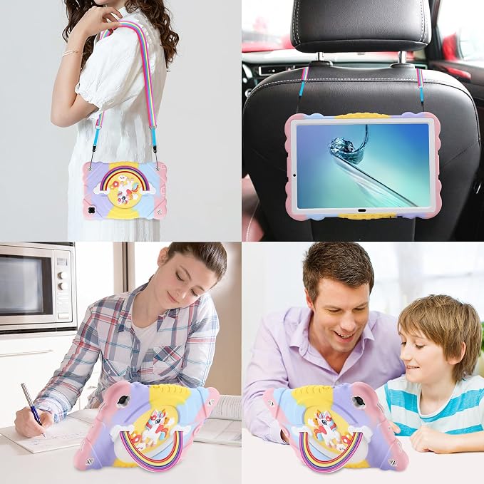 XZC Case for Samsung Galaxy Tab A8 10.5 inch Pink | SM-X205N/X200N/X207 2021/2022 Unicorn Heavy Duty Shockproof Adjustable Shoulder Strap