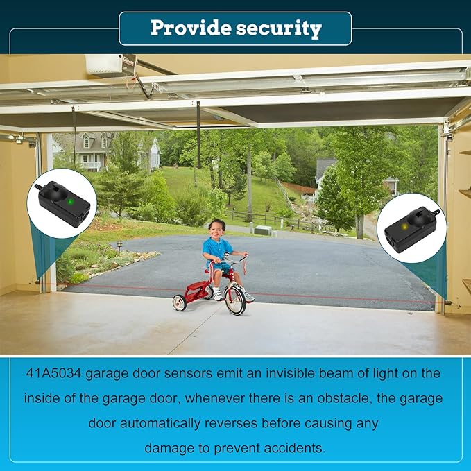 2025 Upgrade 41A5034 Safety Sensor Kit Compatible with Liftmaster Chamberlain Sears Craftsman Garage Door Opener Made After 1997, Replace G801CB-P (10 Years Warranty)