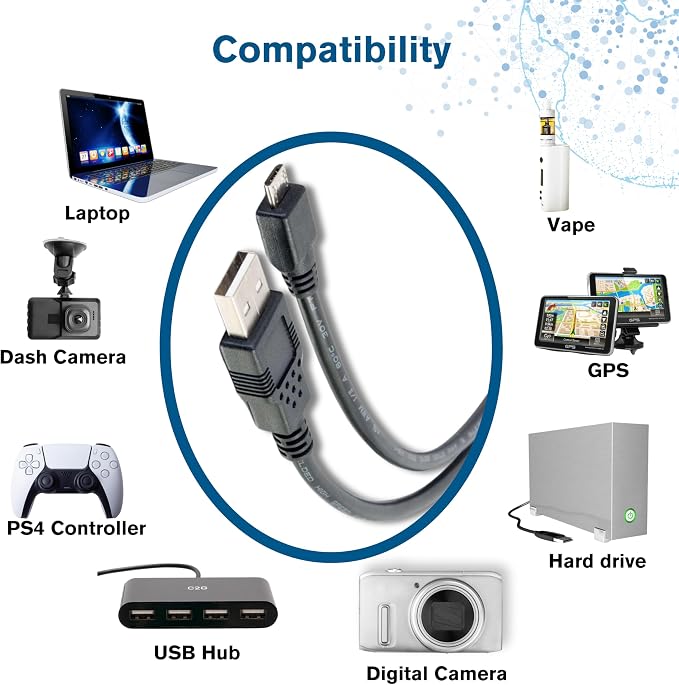 C2G Legrand USB A to B Cable Male to Male USB Cable Micro USB Cable 2 Meters (6.56 Foot) Data Transfer Cable Black USB Cord 1 Count C2G 27365