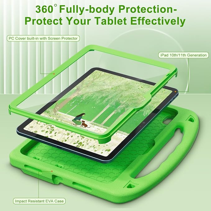 Kids Case for iPad 9th/8th/7th Gen. (10.2-inch 2021/2020/2019) | Shockproof Cover with Built-in Screen Protector and Stand Black