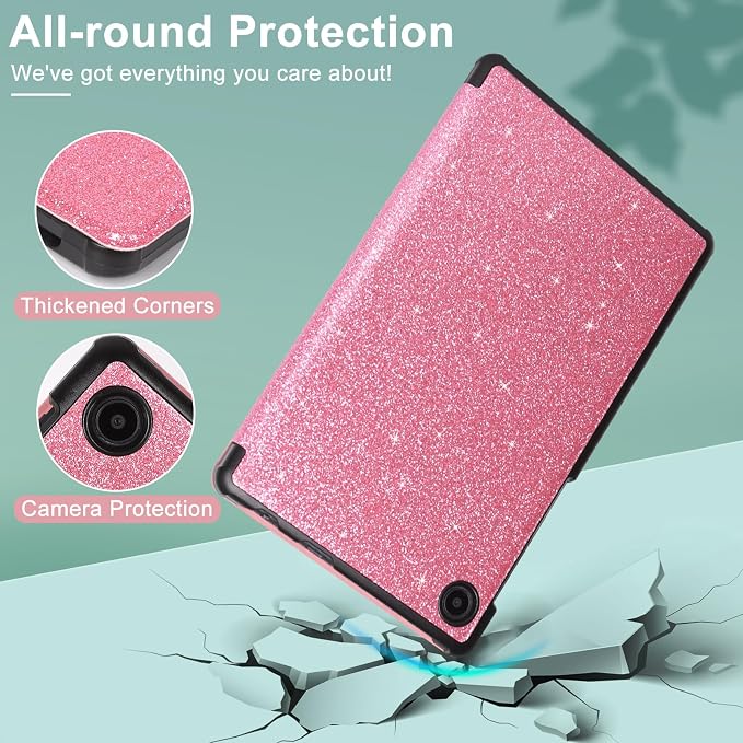 Caweet Case for T-Mobile Revvl Tab 2 10.1 Inch 2025 Released Lightweight Hard Back Shell Tri-Fold Stand Cover with Magnetic Closure Almond Blossom