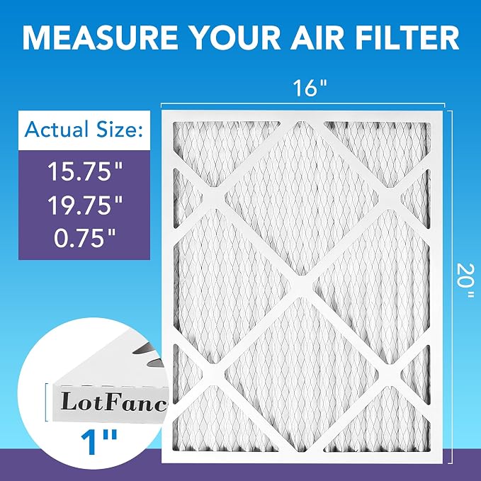 LotFancy 16x20x1 Air Filter MERV 11 4-Pack, Electrostatic Pleated AC Furnace