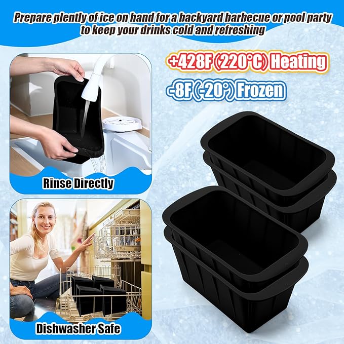 Tioncy 8 Pcs Extra Large Ice Block Molds, 8 lb Silicone for Ice Baths