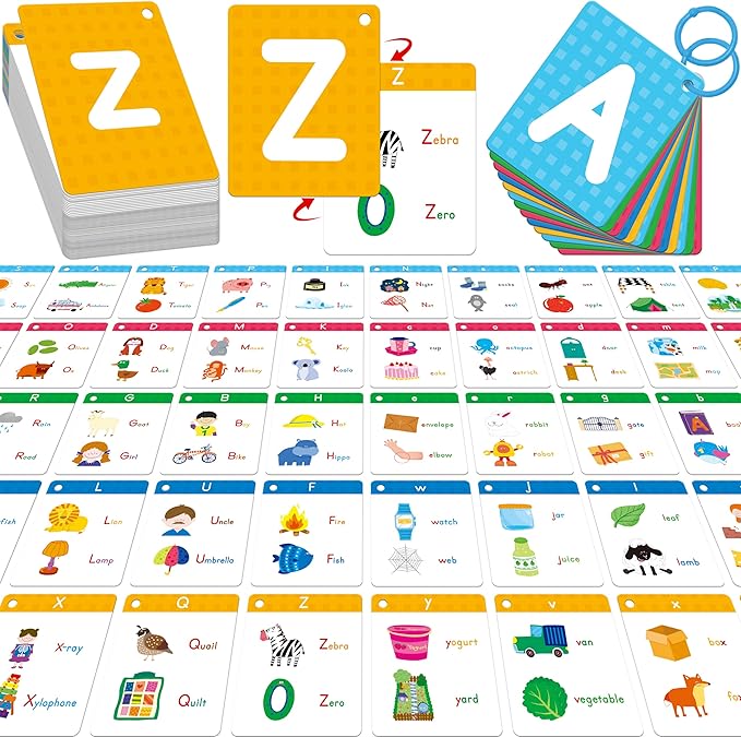 Alphabet Flash Cards, 52 Lowercase & Uppercase Letter Cards Jumbo Size Letter Sounds Flashcards Letter Recognition Learning for Kids, Toddlers, Classroom, Preschool, Kindergarten