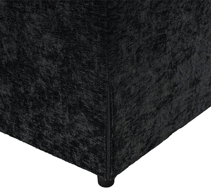 JACH Modern Ottoman Seater for Living Room, Cushion Covers Removable, Minimalist Footstool, Breathable Ottomans for Living Room, Apartment (Black)