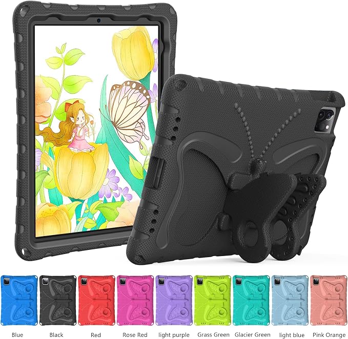 Case for iPad 11th Gen (A16) 11 inch 2025 &amp 10th Generation 10.9 2022 &amp Air 11 2025/2024 &amp Air 6/5th/4th Gen &amp Pro 11 Butterfly Shockproof Cover -Black