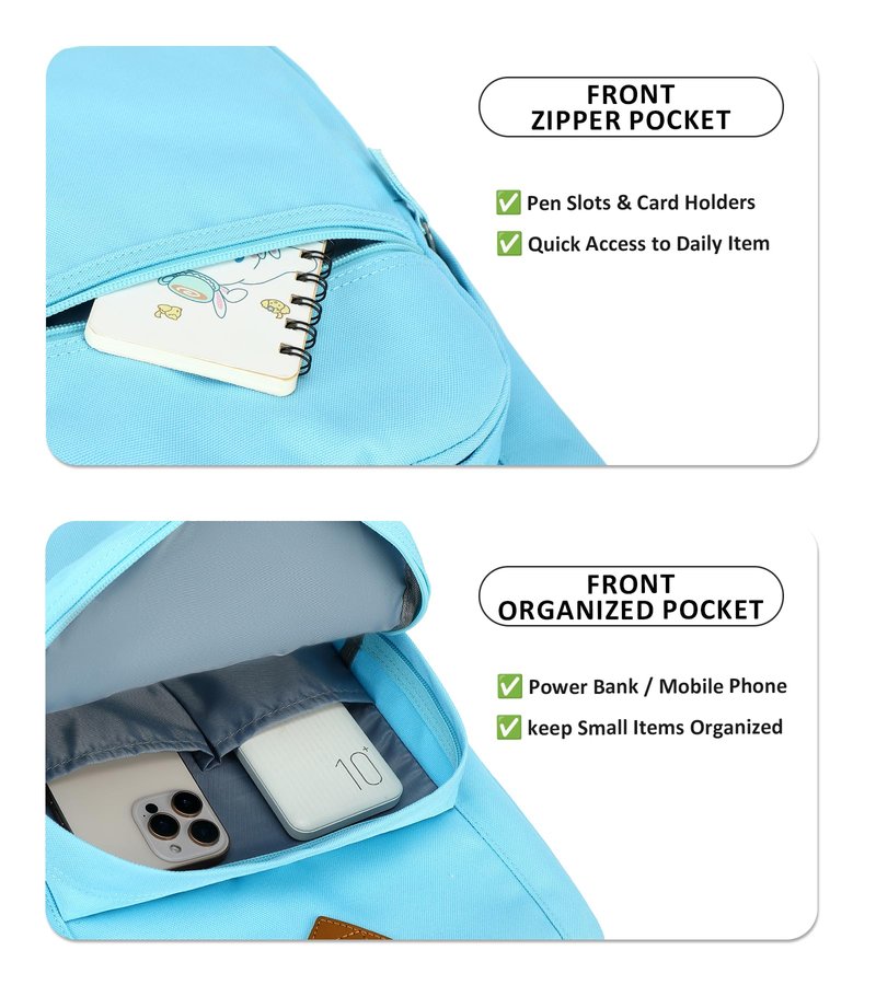 abshoo Classical Basic Womens Travel Backpack For College Men Water Resistant Bookbag (Light Blue)