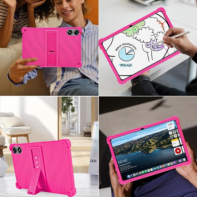 ATOOZ for SHARECLOUD P10_T Tablet Case 10.1 inch 2025Black | Soft Silicone Kids Case for Frameflow P10_A Tablet with PC Stand