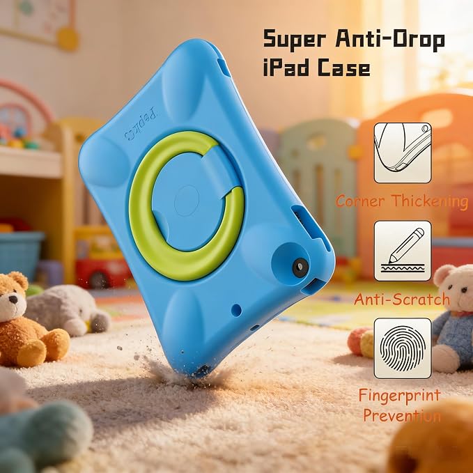 Pepkoo Case for iPad 9.7 Inch 5th/6th Gen &amp Air/Air 2 Shockproof Cover | EVA Shockproof Design with Adjustable Stand. Full-Body Coverage for Study Reading and Daily Use with Flexible Bracket.