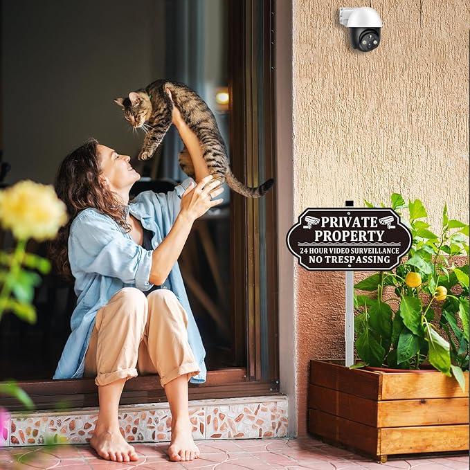 No Trespassing Signs Private Property, Video Surveillance Sign, No Trespassing Video Surveillance Signs, Aluminum Camera Signage for Property with Long Stake Easy to Install for Outdoor (2 Pack)