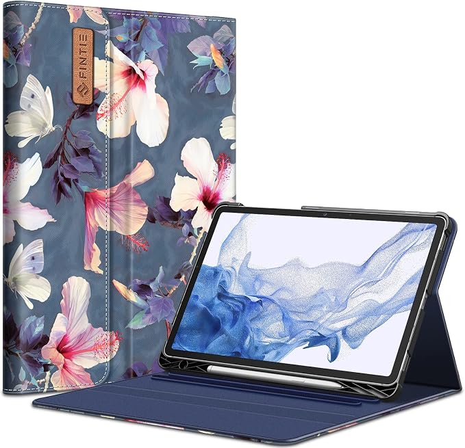 Fintie Portfolio Case for Samsung Galaxy Tab S8/Tab S7 11 Inch | Multiple Angles Business Cover with Pocket Built-in S Pen Holder Auto Sleep/Wake Dreamy Marble
