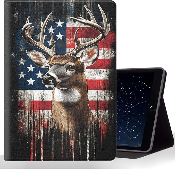Tablet Case for 6 All-New Kindle (11th Generation2024/2022 Release)Shockproof Protective Cover with StandAuto Wake/SleepAmerican Flag Deer
