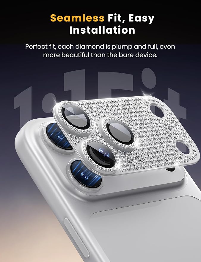 for iPhone 17 Pro Camera Lens Protector - 12FT Shatterproof | Military Grade Protection Strong Adsorption 9H+ Tempered Glass Camera Screen Full Protective Cover Case Friendly Black