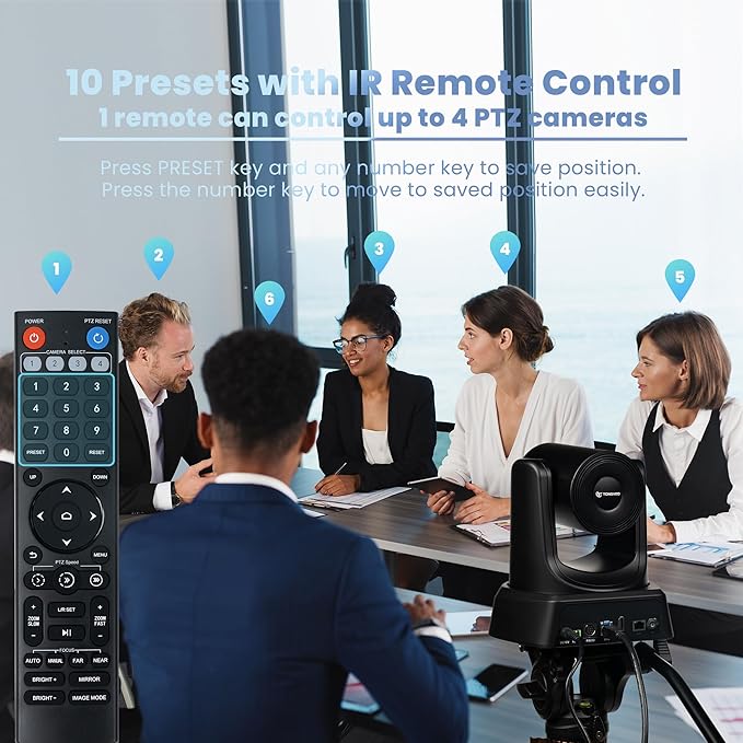 TONGVEO PTZ Camera 20X Optical Zoom HDMI IP Live Streaming SDI USB3.0 1080P 60fps PoE Supports for Church Services Worship Education Video Conference with OBS vMix Wirecast Zoom YouTube and More