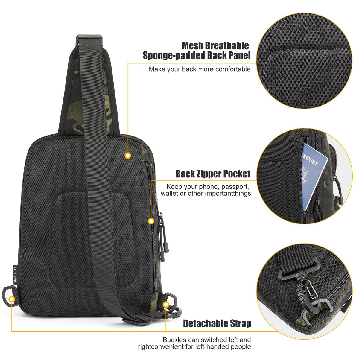 G4Free Tactical Sling Bag Backpack EDC Concealed Carry Bag Small Crossbody Shoulder Chest Pack