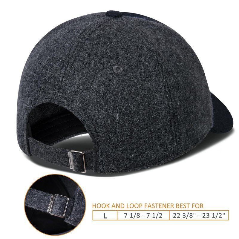 GADIEMKENSD Winter Baseball Caps 60% Wool Warm for Mens Gray