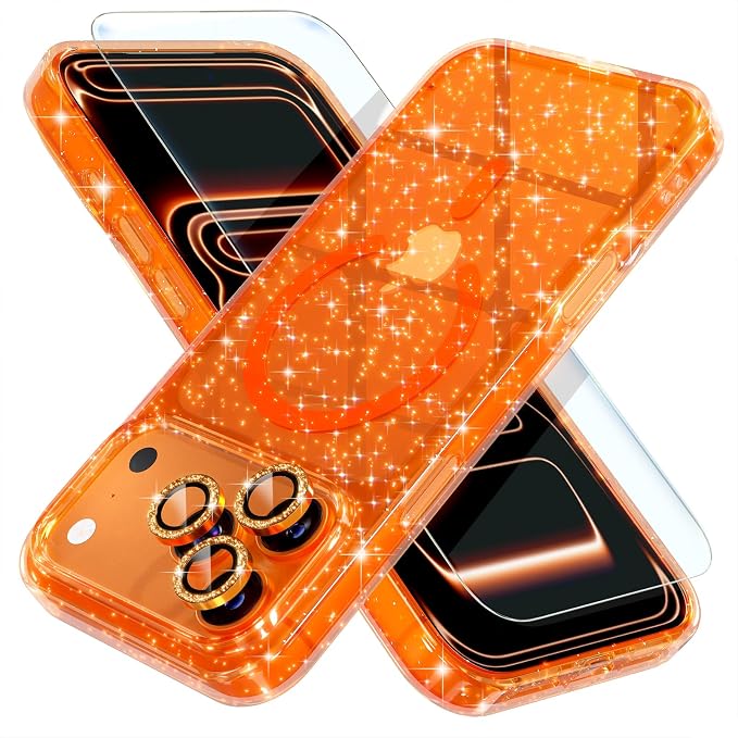 Choiche for iPhone 15 Pro Max Case Compatible with MagSafe Glitter Black | Women Girly Cute Glitter Sparkly Magnetic Phone Case with Diamond Camera Lens Protectors Military-Grade Drop Protection 6.7