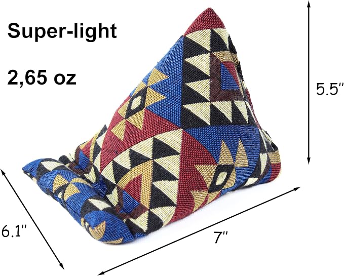Handmade Phone Pillow Holder - The Wedge Mobile Device Stand - Fabric Phone Stand for All iPhones All Smartphones! 7 x 6.1 x 5.5 Inches (ABC)