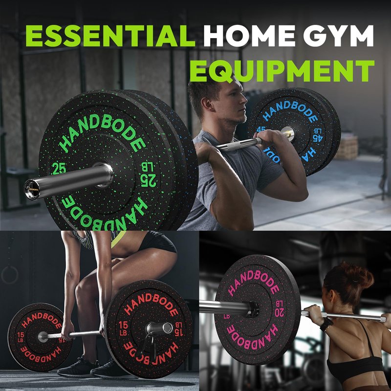 HANDBODE Bumper Plates High-Bounce Olympic Weight Plates, Colored crumb rubber plate for Weight Lifting and Strength Training 160 LB Set A