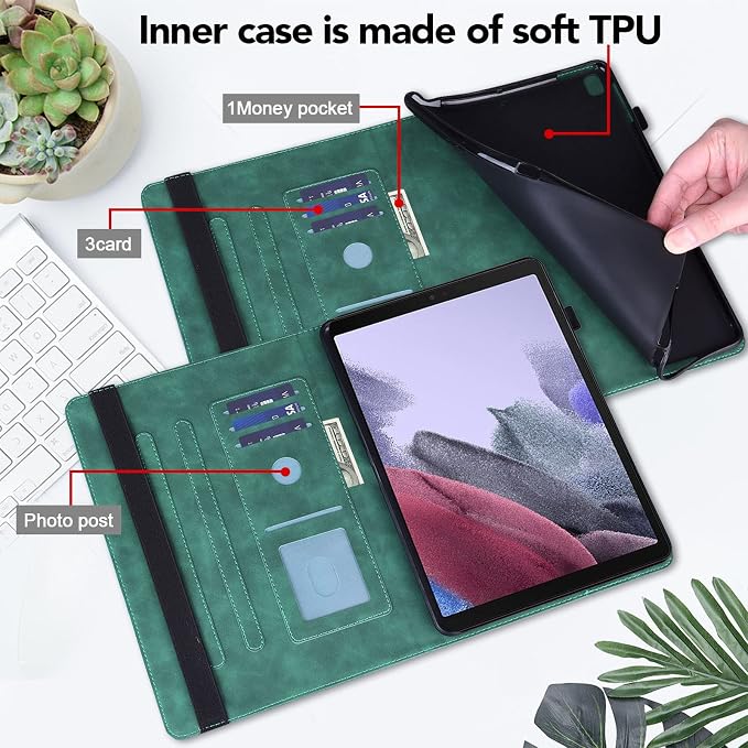 Case for Samsung Galaxy Tab A11 Plus/ A9 Plus 11 Inch PU Leather Multi-Angle Viewing Protective Cover with Card Slots - Blue