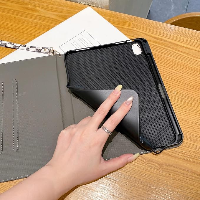 Checkered Case for iPad (A16) 11th Generation 11 Inch (2025) iPad 10th Generation 10.9 Inch (2022) with Pencil Holder (Black)