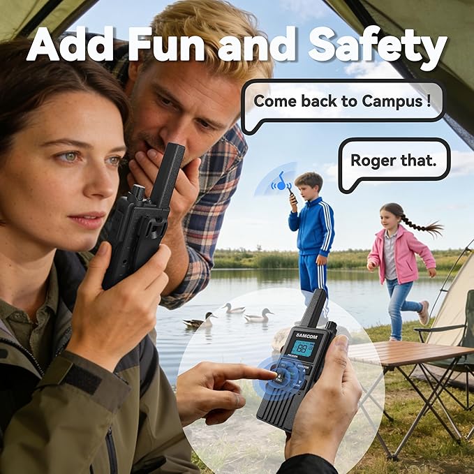 SAMCOM Walkie Talkies for Adults Long Range Rechargeable 2 Pack FWCN30A 2 Way Radios, Hiking Camping Gear for Family USB Charging 1250mAh NOAA Weather Alert