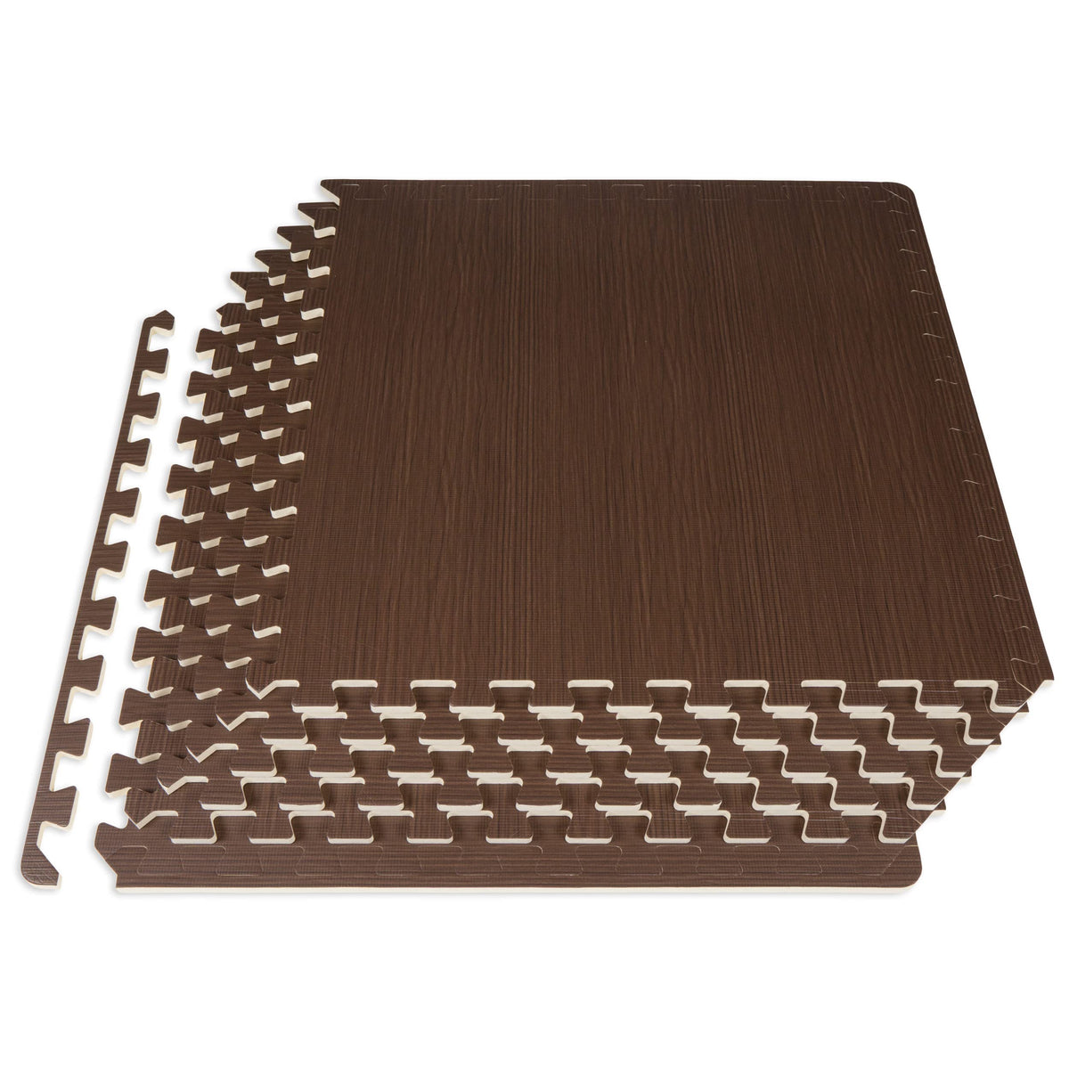 ProsourceFit Wood Grain Puzzle Mat ½-inch, 6 EVA Foam Interlocking Floor Tiles (24 SQ FT) for Secure Indoor Gym Flooring, Office Spaces, Living Rooms, and Play Areas, Dark Walnut