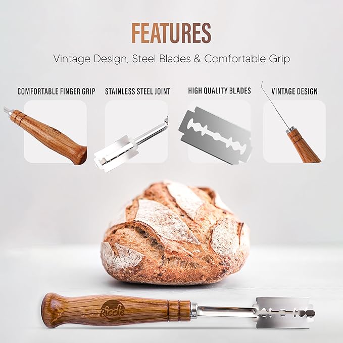 RICCLE UFO Bread Lame, Sourdough Scoring Tool, 15 Blades with Storage Cover